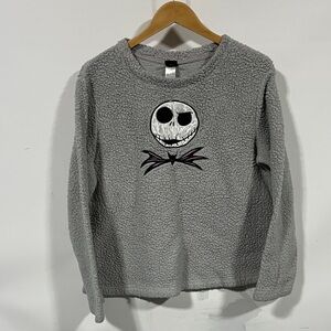 Disney nightmare before Christmas jack Gray Fleece Sweater with Skull Design